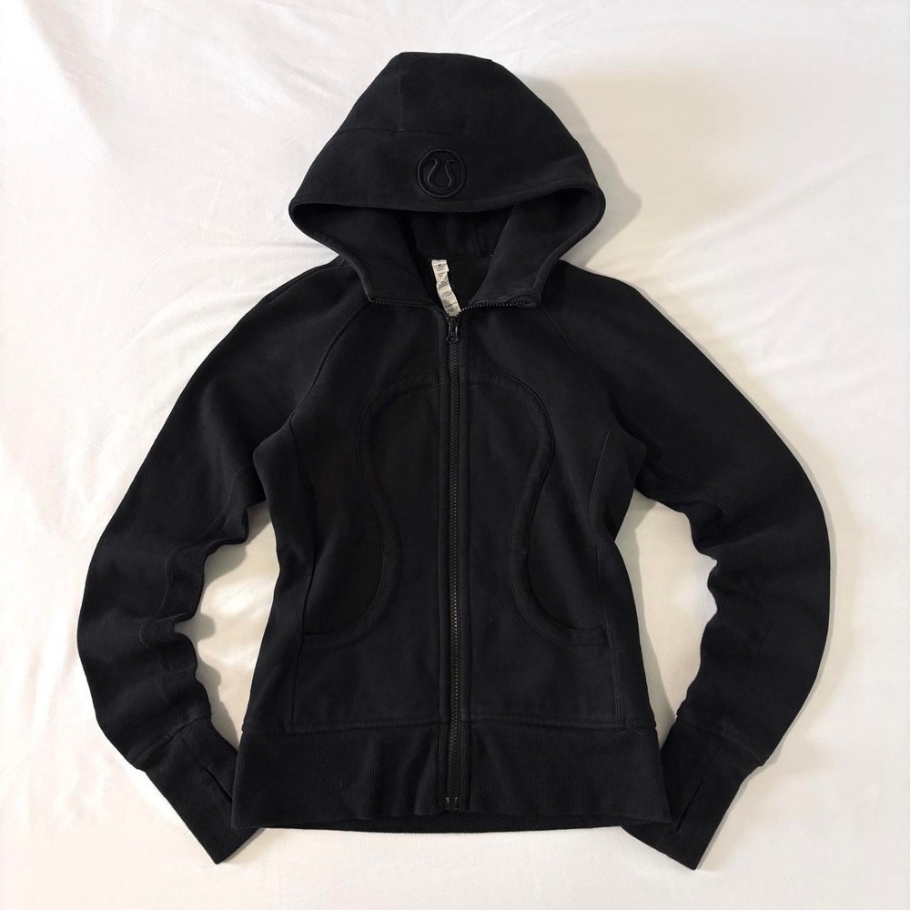 Lululemon Scuba Hoodie Women Size 4 Black Cotton Blend Full Zip Sweatshirt